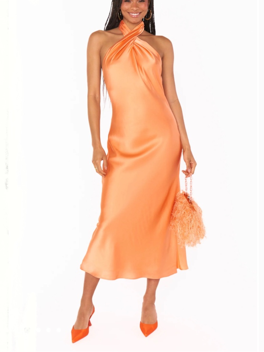 Show Me Your MuMu Jasmine Halter Midi Dress Size Large NWT